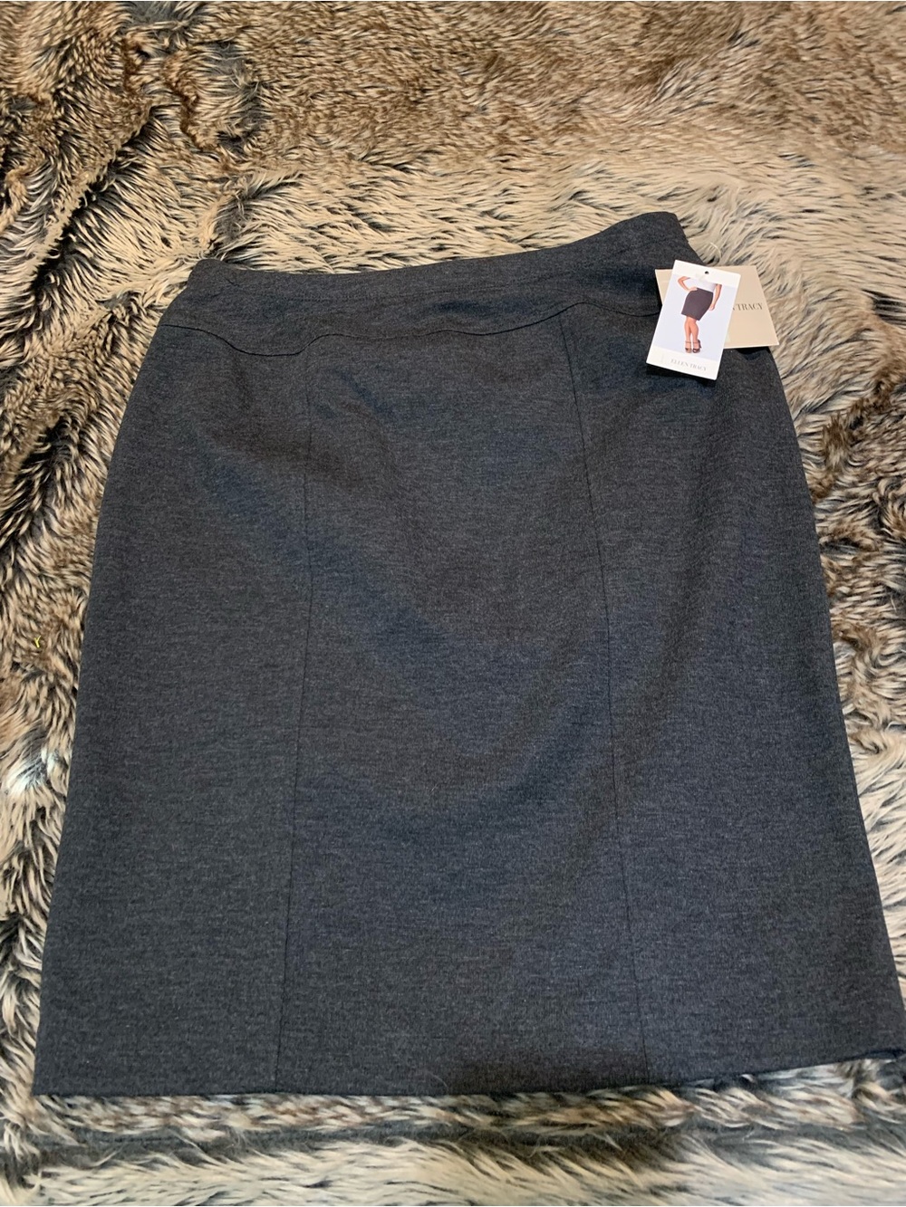 Ellen Tracy Pull On Pencil Skirt Womens M Charcoal Grey Stretch NWT